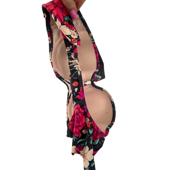 36B Shade & Shore Womens Multicolor Floral Underwire Padded Bandeau Bikini Top - Picture 3 of 6